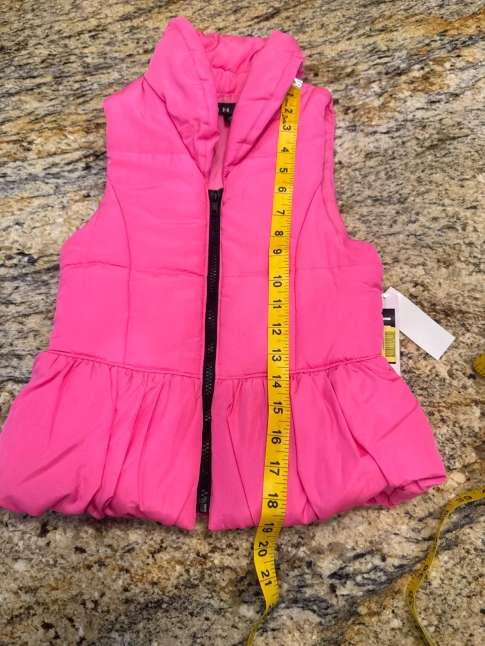 I.N. Girl Pink Quilted Collared Puffer Vest Ruffle Hem Girl’s Size Small (7-8)